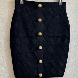 NWT Authentic Balmain Buttoned Vichy Knit Mini Skirt sz FR40/ US 8